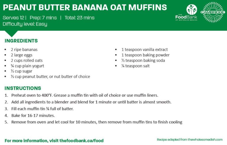a photo of the peanut butter, banana and oat muffin recipe