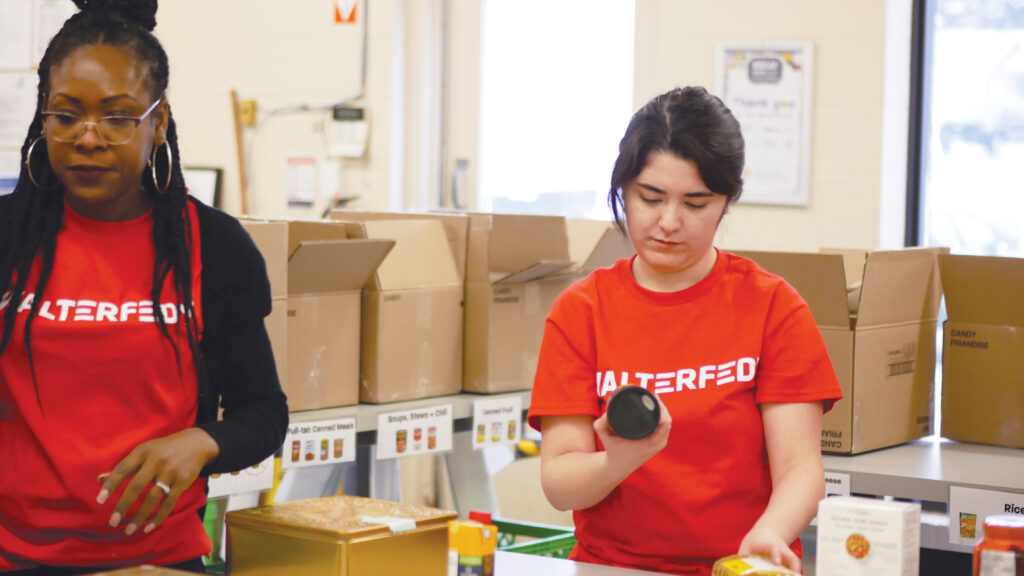 WalterFedy team sorting non-perishable food.