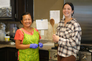 Chef Tina with Brittany Stroeder, the service coordinator of the day program.