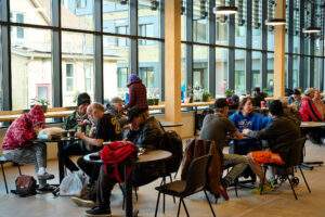 Community members enjoying a meal at St. John’s Kitchen.