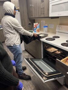 Participants enjoying some holiday baking.