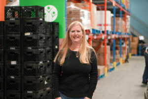 Michelle Rickard in The Food Bank’s distribution centre.