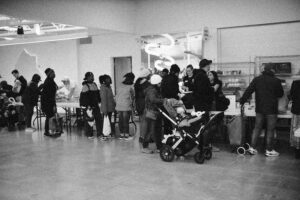 Volunteers serving families and individuals at the Base Church.