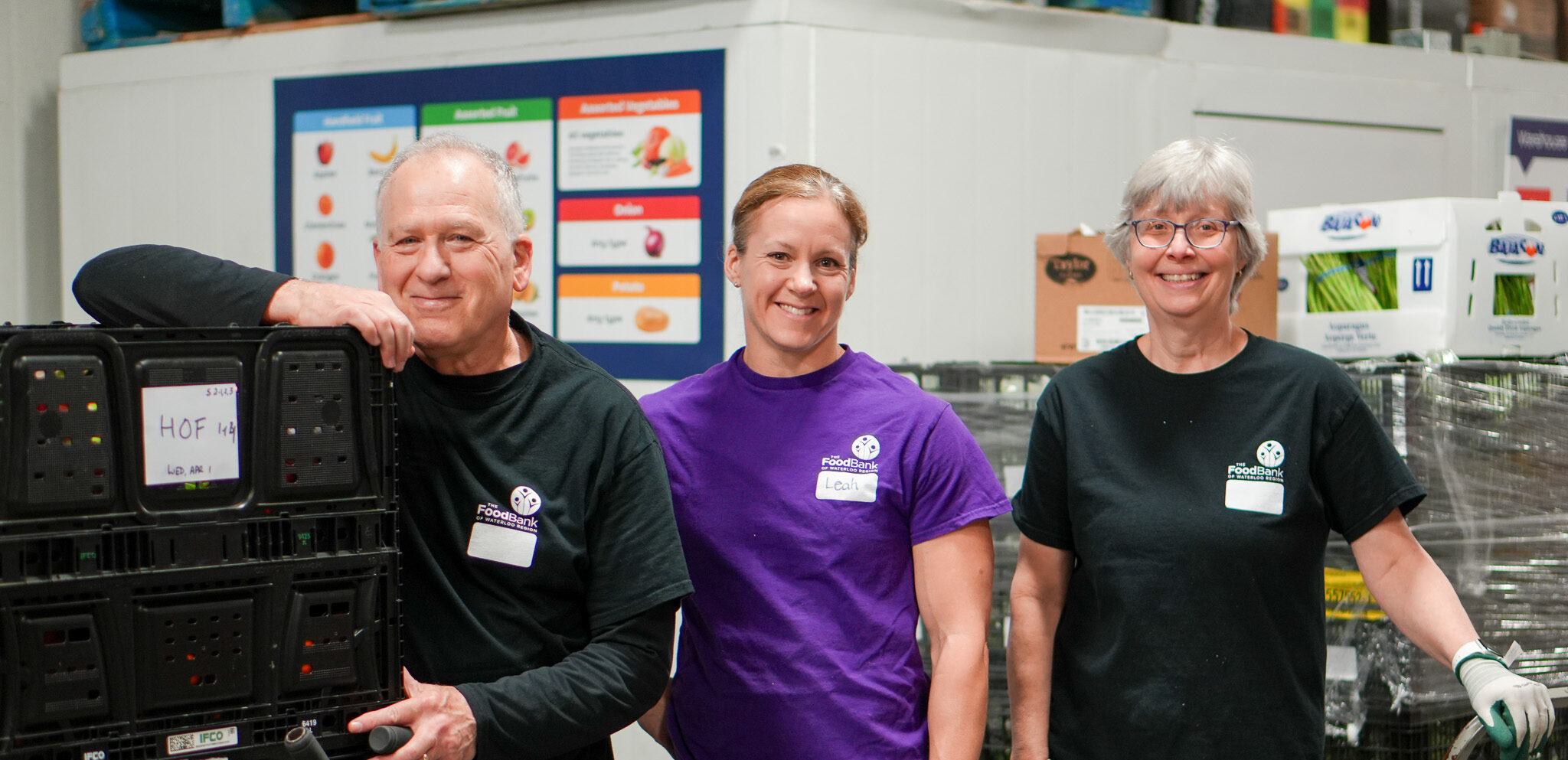 Volunteers in the warehouse