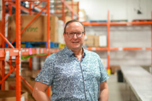 Don Dychuck in The Food Bank's warehouse.
