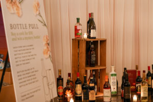 Bottles on a table for the bottle pull.