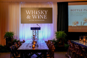 The mainstage at Whisky & Wine in the Warehouse.