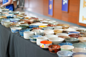 Bowls handcrafted and donated by members of the Waterloo Potters’ Workshop.