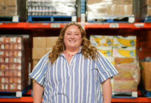 Sarah Worthen in The Food Bank’s distribution centre.