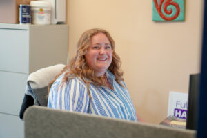 Sarah Worthen at her desk.